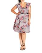 City Chic Plus Floral Belted Mini Dress