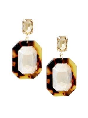 Noir Double Octagon Stone Drop Earrings