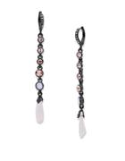 Jenny Packham Crystal & Rose Opal Drop Earrings- Size 2.75in