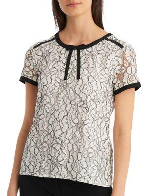 Karl Lagerfeld Paris Short Sleeve Lace Blouse