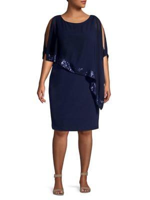 Lori Michaels Plus Sequin Overlay Dress