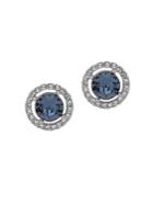 Givenchy Crystal & Blue Crystal Halo Button Stud Earrings