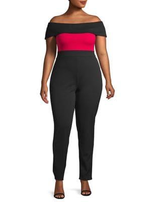 Quiz Plus Bardot Tapered Jumpsuit