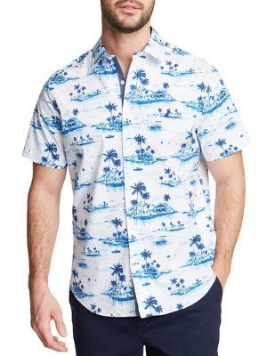 Nautica Graphic Short-sleeve Button Down Shirt