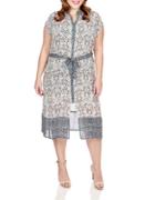 Lucky Brand Plus Plus Printed Button-front Dress