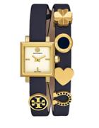 Tory Burch Saucy Goldtone Stainless Steel & Double Wrap Leather-strap Watch