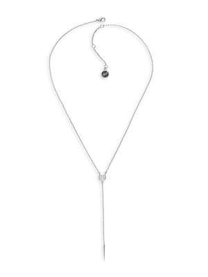 Karl Lagerfeld Mini Rhodium-plated Pave Silhouette Choupette Y Necklace
