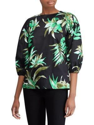 Lauren Ralph Lauren Tropical Bishop-sleeve Top
