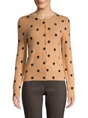 Lord & Taylor Petite Cashmere Polka-dot Cardigan