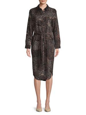 Vero Moda Tied Snake-print Shirt Dress