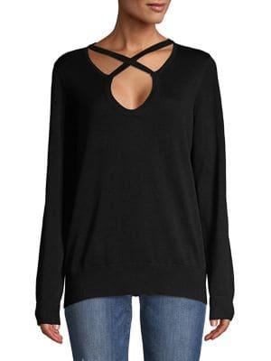 Michael Michael Kors Petite Ribbed Crisscross Sweater
