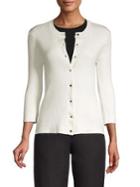 T Tahari Three-quarter Sleeve Ribbed Cardigan