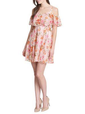 Kensie Dresses Floral Lace Cold-shoulder Dress