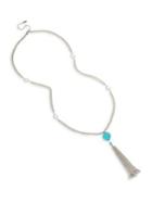 Miriam Haskell Woven Turquoise Beaded Ball Tassel Pendant Long Necklace