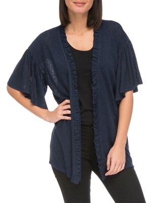 B Collection By Bobeau Marianne Ruffle-sleeve Cardigan