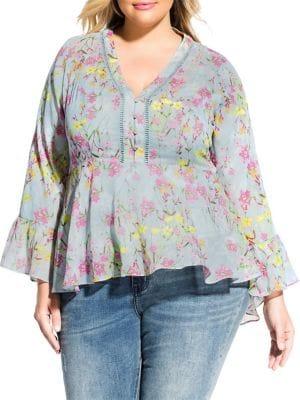 City Chic Plus French Fields Blouse