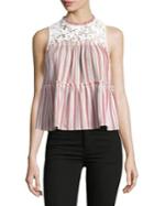 Design Lab Lace And Striped Peplum Top