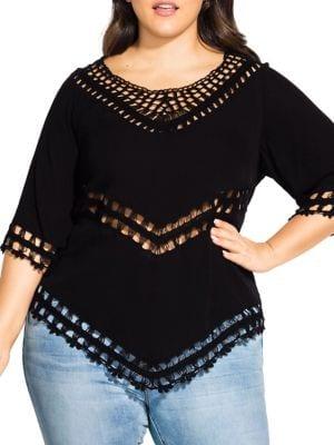 City Chic Plus Cataline Embroidered Eyelet Top