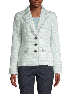 Karl Lagerfeld Paris Textured Frayed Blazer