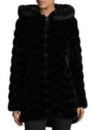 Gallery Chevron Faux Fur Hooded Coat