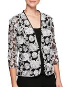 Alex Evenings Two-piece Quarter-sleeve Embroidered Jacket And Scoopneck Camisole Twinset