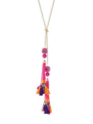 Design Lab Lord & Taylor Beaded, Pompom And Tassel Y-necklace