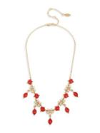 Miriam Haskell Coral Reign Goldtone & White Faux Pearl Beaded Cluster Necklace