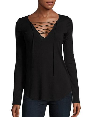 Splendid Solid Lace Up Top