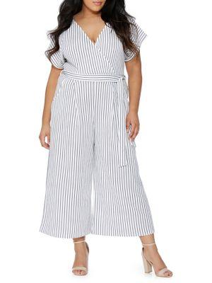 Quiz Curve Plus Stripe Wrap Jumpsuit