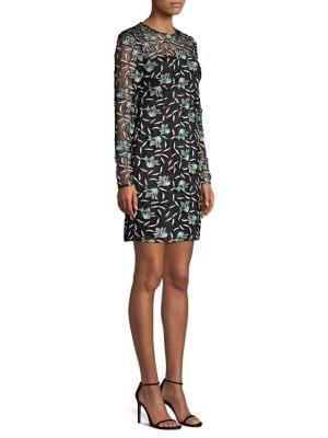 Aidan By Aidan Mattox Embroidered Lace Sheath Dress