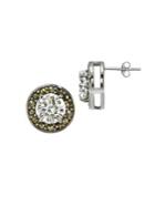 Designs Marcasite And White Topaz Halo Stud Earrings