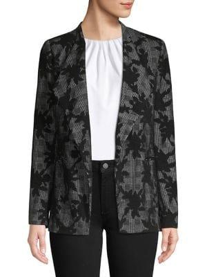 Context Floral Plaid Open-front Jacket