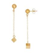 Lord & Taylor 14k Yellow-gold Chain & Cube Drop Earrings