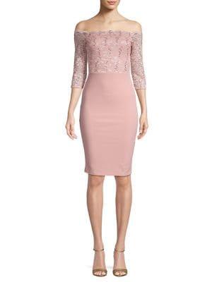 Quiz Sequined Off-the-shoulder Bodycon Dress