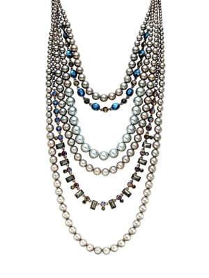 Stein And Blye Faux Pearl & Crystal Layered Necklace