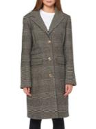 Ellen Tracy Plaid Notch-collar Long Coat