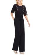 Vince Camuto Short-sleeve Lace-embroidered Jumpsuit