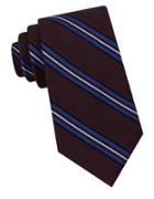 Black Brown Heather Stripe Blended Silk Tie