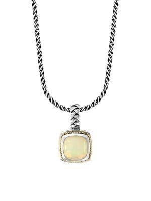 Effy Sterling Silver, 18k Yellow Gold & Opal Pendant Necklace