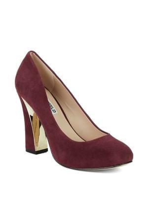 Karl Lagerfeld Paris Clari Metallic Heel Suede Pumps