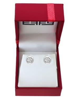 Effy Pave Classica 0.39 Tcw Diamond And 14k White Gold Bezel Stud Earrings