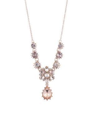 Marchesa Goldtone, Faux Pearl & Crystal Pendant Necklace