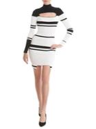 La La Anthony Cutout Stripe Knit Bodycon Dress