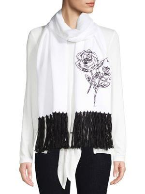 Karl Lagerfeld Paris Embroidered Camellia Scarf