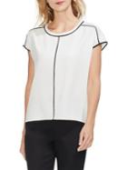 Vince Camuto Sunrise Bay Piped Cap Sleeve Blouse
