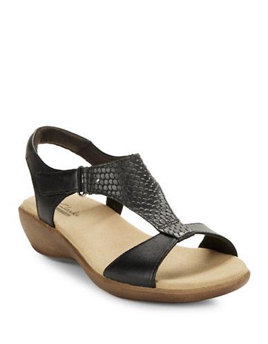 Clarks Roza Leather Wedge Sandals