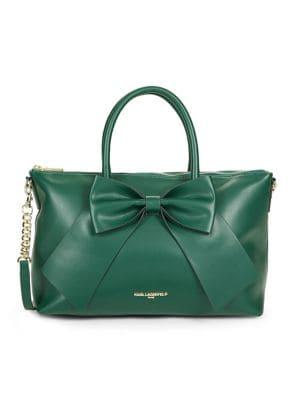 Karl Lagerfeld Paris Fara Bow Faux Leather Satchel