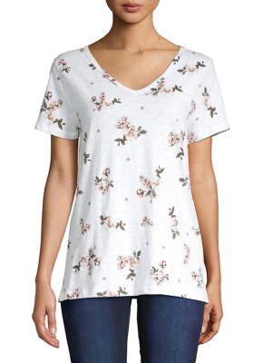 Lord & Taylor Floral-print Cotton Top
