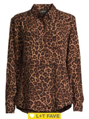Lord & Taylor Animal-printed Button Blouse