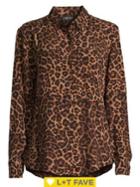 Lord & Taylor Animal-printed Button Blouse